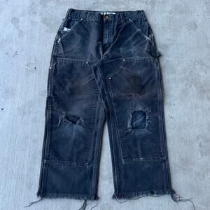 Vintage Y2K Carhartt CUT faded black double knee work wear carpenter pants